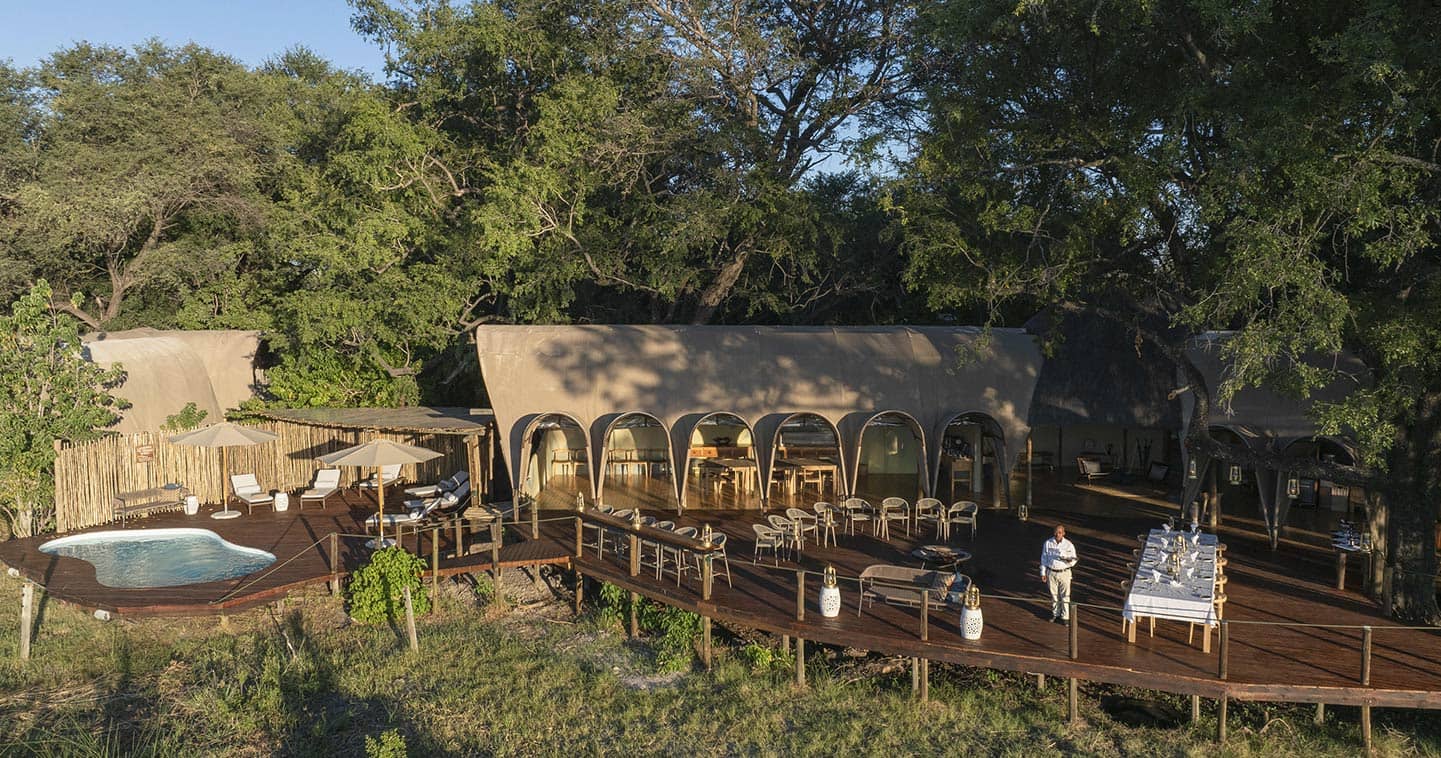 The Boma and outdoor lounge at Camp Okuti